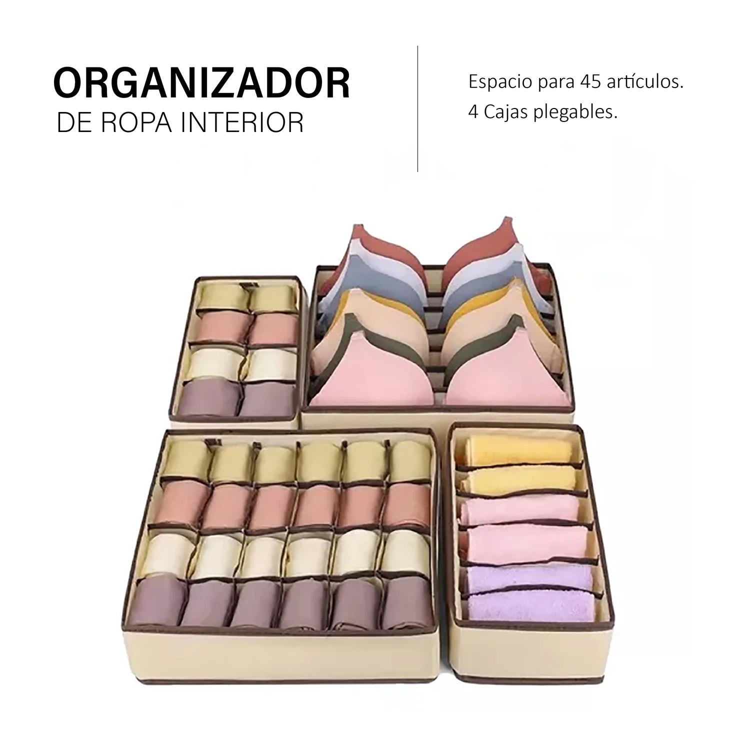 Set De 4 Organizadores De Ropa Interior